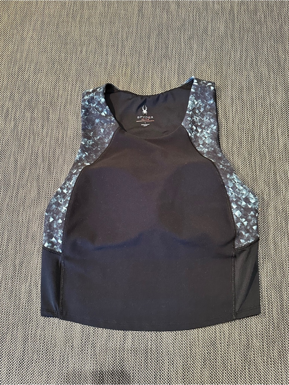 Spyder Black Women's Athletic Crop Bra Tank with Mosaic Panels